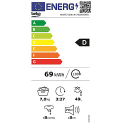 Lave-linge hublot 60cm 7kg 1200 tours/min - WUE7212W1W - BEKO