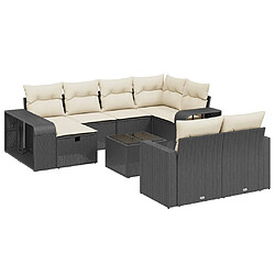 vidaXL Salon de jardin 11 pcs avec coussins noir résine tressée