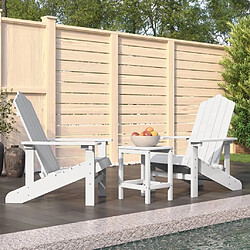 Maison Chic Chaises de jardin,Fauteuil/Chaise d'extérieur Adirondack avec table PEHD Blanc -MN86983