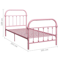 vidaXL Cadre de lit sans matelas rose métal 90x200 cm pas cher