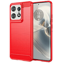 Htdmobiles Coque pour Motorola Edge 50 Pro 5G - housse etui silicone gel carbone + verre trempe - ROUGE