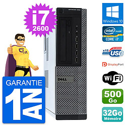 PC Dell OptiPlex 990 DT Intel i7-2600 RAM 32Go Disque Dur 500Go Windows 10 Wifi - Occasion