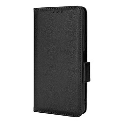 Etui en PU texture litchi, double fermoir avec support, noir pour votre Vivo Y76 5G/Y76s 5G