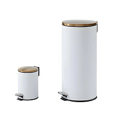 Vente-Unique Lot de 2 poubelles à pédale en inox - 30L et 3L -Blanc et doré - PIRA