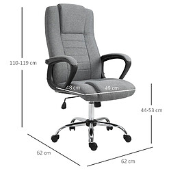 Avis Homcom Fauteuil de bureau chaise pivotante réglable roulettes lin 62 x 62 x 110-119 cm gris foncé