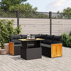 Maison Chic Ensemble Tables et chaises d'extérieur 6pcs avec coussins,Salon de jardin noir résine tressée -GKD646169