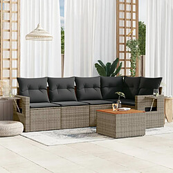 Maison Chic Salon de jardin 6 pcs avec coussins | Ensemble de Table et chaises | Mobilier d'Extérieur gris résine tressée -GKD96550