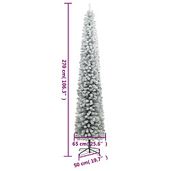 vidaXL Sapin de Noël mince avec support et flocon de neige 270 cm PVC pas cher