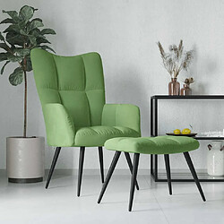 vidaXL Chaise de relaxation avec tabouret Vert clair Velours