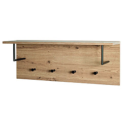 Pegane Garderobe murale coloris chêne-noir - Longueur 80 x Profondeur 20 x Hauteur 30 cm