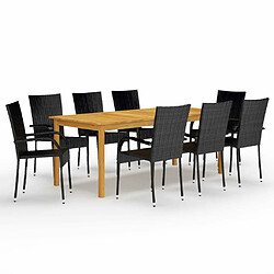 Maison Chic Ensemble de salle à manger de jardin 9 pcs,Table et chaises d'extérieur Noir -GKD205209