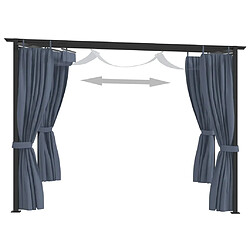 Avis Maison Chic Tonnelle | Pergola avec rideaux 3x3 m Anthracite Acier -GKD64516