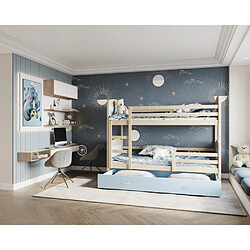 Kids Literie Lit Superposé Mateo 90x190 Pin - bleu Livré avec sommiers, tiroir et matelas en mousse de 7cm