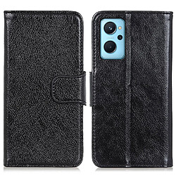 Etui en PU texture nappa, fermoir magnétique avec support, noir pour votre Realme 9i/Oppo A36/A76