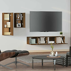 Avis Maison Chic Ensemble de meubles TV 4 pcs | Banc TV Moderne pour salon | Meuble de Rangement - Chêne marron Bois d'ingénierie -MN33486