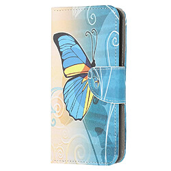 Etui en PU avec support papillon bleu pour votre Huawei P40 Lite E