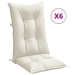 vidaXL Coussins de chaise à dossier haut lot de 6 crème mélangé tissu