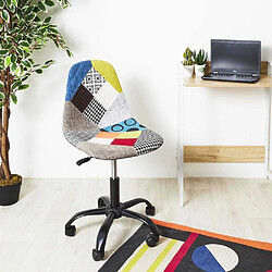 The Home Deco Factory Chaise de bureau réglable en hauteur en tissu patchwork.