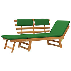 Helloshop26 Banc de jardin meuble de patio d'extérieur 2-en-1 terrasse avec coussins 190 x 68 x 74 cm bois solide d'acacia 02_0011597 pas cher