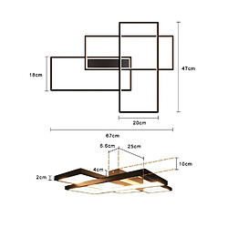 NETTLIFE Plafonnier LED, Éclairage de Plafond Modernes avec 3 Carrés, 67x47x10cm , 35W Métal Lampe de Plafond Applique Murale, Noir , 3000K pas cher