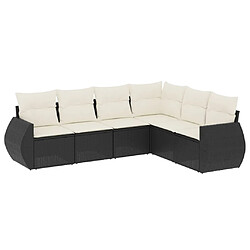 vidaXL Salon de jardin 6 pcs avec coussins noir résine tressée