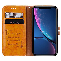 Wewoo Etui à rabat horizontal en cuir de texture Business Style Oil Wax pour iPhone XR, avec support et emplacements pour cartes et porte-monnaie (Jaune) pas cher