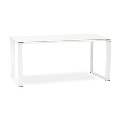 Mes Bureau design 160x80x73 cm en verre blanc - WARNY