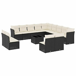 Maison Chic Salon de jardin avec coussins 14 pcs, Ensemble Tables et chaises de jardin, noir résine tressée -GKD584852