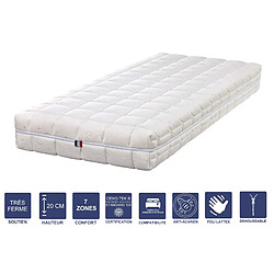 Literie Julien Lot de 2 Matelas Mémoire de Forme 70x190 x 20 cm Très Ferme + 2 Oreillers Visco - Spécial Sommier Electrique - Déhoussable Housse Lavable - 7 Zones de Confort - Noyau Poli Lattex HR Dernière Génération - Très Respirant