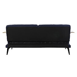 Pegane Canapé de salon convertible en polyester bleu foncé et métal, bois - longueur 203 x profondeur 87 x hauteur 81 cm