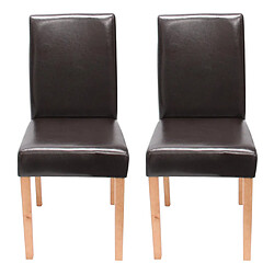 Mendler Lot de 2 chaises de séjour Littau ~ cuir reconstitué marron, pieds clairs