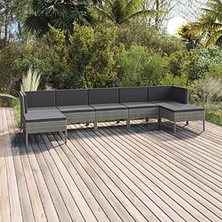 Maison Chic Salon de jardin 7 pcs + coussins - Mobilier/Meubles de jardin - Table et chaises d'extérieur Résine tressée Gris -MN14527