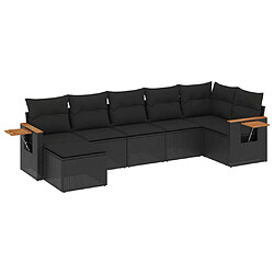 Maison Chic Salon de jardin 7 pcs avec coussins | Ensemble de Table et chaises | Mobilier d'Extérieur noir résine tressée -GKD30408