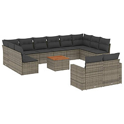 Maison Chic Salon de jardin avec coussins 13 pcs | Ensemble de Table et chaises | Mobilier d'Extérieur gris résine tressée -GKD80091