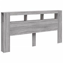 Avis Maison Chic Tête de lit moderne à LED lumineuse pour chambre - Décoration de lit sonoma gris 200x18,5x103,5 cm bois ingénierie -MN59659