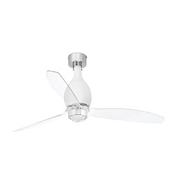 Faro Barcelona Mini Eterfan LED Blanc mat, ventilateur de plafond transparent avec moteur à courant continu Smart - Télécommande incluse, 3000K