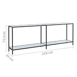 vidaXL Table console Blanc 220x35x75,5 cm Verre trempé pas cher