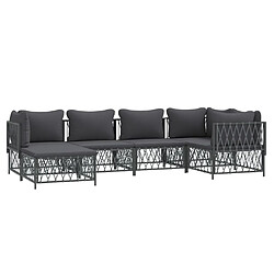 Avis Maison Chic Salon de jardin 6 pcs avec coussins - Table et chaises d'extérieur - Mobilier/Meubles de jardin Moderne anthracite acier -MN59793