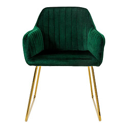 ML-Design Lot de 6 chaises de salle à manger vert assise en velours pieds dorés en métal