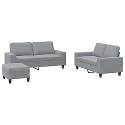 vidaXL Ensemble de canapés 3 pcs gris clair tissu