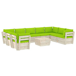 Maison Chic Salon de jardin palette 10 pcs avec coussins - Table et chaises d'extérieur - Mobilier/Meubles de jardin Moderne - Table et chaises d'extérieur - Mobilier/Meubles de jardin Moderne épicéa imprégné -MN13104