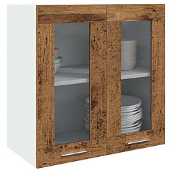 vidaXL Armoire murale de cuisine avec porte en verre vieux bois