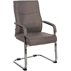 Decoshop26 Fauteuil de bureau chaise visiteur sans roulettes piétement luge en métal chromé et assise en tissu gris foncé 10_0003355