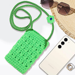 Acheter Avizar Sac Bandoulière pour Smartphone Tricoté Main Motif Fleur Série FlowerWeave Vert