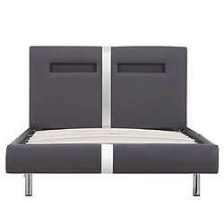 Acheter Maison Chic Lit adulte - Cadre de lit avec LED,Structure du lit Contemporain Gris Similicuir 90 x 200 cm -MN93324