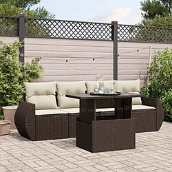 vidaXL Salon de jardin avec coussins 5 pcs marron résine tressée