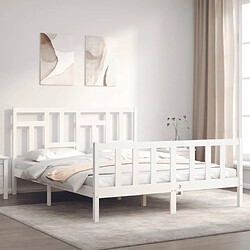 Maison Chic Cadre/structure de lit avec tête de lit pour adulte - Lit Moderne Chambre blanc King Size bois massif -MN42963