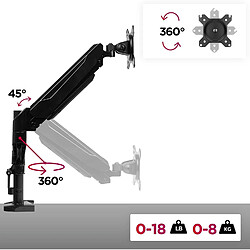 Acheter Duronic DMG52 Support Double 2 écrans PC à Pince pour Bureau | Mécanisme à gaz | Ajustement à la volée | Hauteur Ajustable | Rotatif / Inclinable / Pivotable | Compatibilité avec moniteurs VESA 75/100