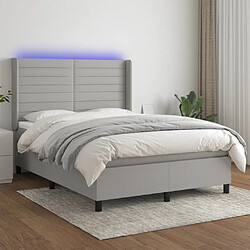 Sommier à lattes et matelas LED,Cadre à lattes de lit pour Adulte Gris clair 140x190 cm Tissu -MN23523