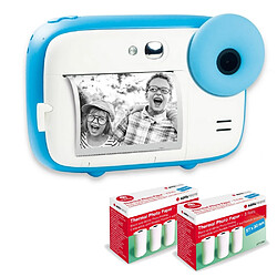 AGFA PHOTO Pack Realikids Instant Cam + 6 rouleaux Papier Thermique ATP3WH supplémentaires - Appareil Photo Instantané Enfant, Ecran LCD 2,4', Batterie Lithium, Miroir Selfie et filtre photo - Bleu - Bleu